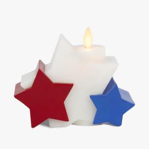 image:imageLuminara Flameless LED Bright White Liberty Stars Candle  Patriotic Battery Operated Home Decor wReal Moving Flame Unscented Wax  Americana Decor