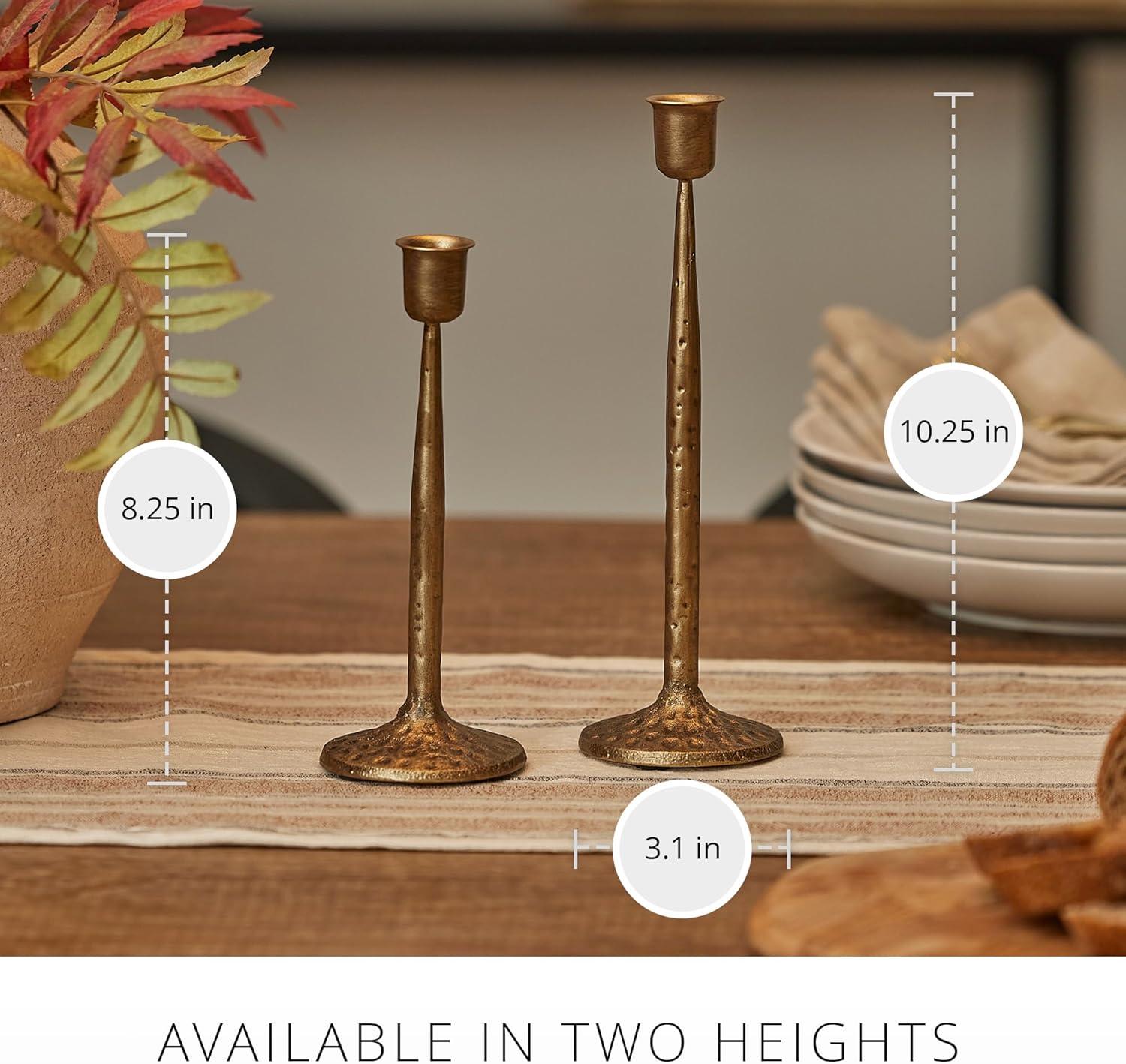 image:imageLuminara Wrought Iron Taper Candlestick Holder  Vintage Antique Brass 825 Home Decor Elegant Dining Table Centerpiece for Moving Flame CandlesBrass
