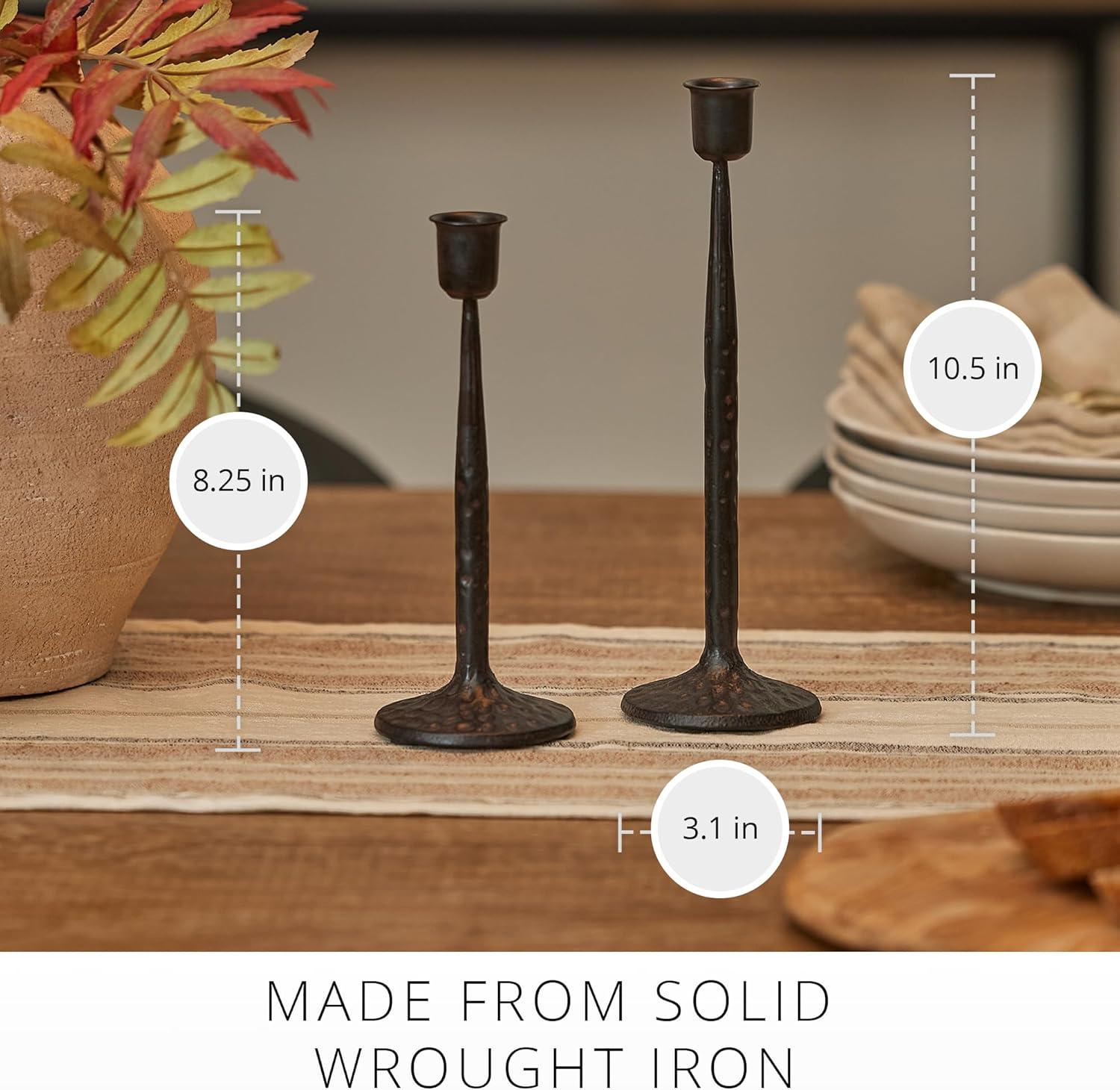 image:imageLuminara Wrought Iron Taper Candlestick Holder  Vintage Antique Brass 825 Home Decor Elegant Dining Table Centerpiece for Moving Flame CandlesBronze