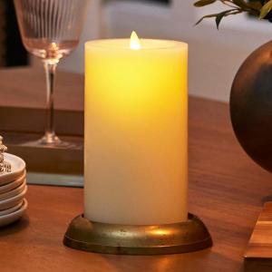 image:imageLuminara Wick to Flame Moving Flame LED Candle Flameless Pillar Real Wax Recessed Top Edge Ivory 72inch72inch