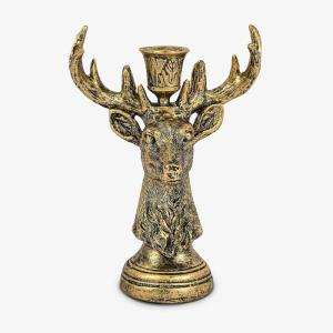 image:imageLuminara  Taper Candle Holder  Reindeer  Brass  55 x 8 Classic Stag Head Design Compatible with Luminara Flickering Flameless LED Taper Candles