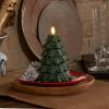 image:imageLuminara Set of 2  Flickering Flameless Christmas Tree Candles  Green All Over Glitter Finish