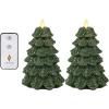 image:imageLuminara Set of 2  Flickering Flameless Christmas Tree Candles  Green All Over Glitter Finish