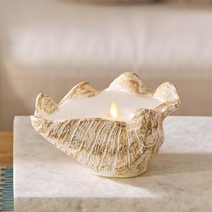 image:imageLuminara Coastal Seashell Flameless Candle Moving Flame LED Real Wax Candle Tun ShellClamshell