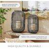 image:imageLuminara  Weathered Rattan Outdoor Lantern with Remote Control Flameless Candle  Grey  Pack of 112x19  Battery Operated Waterproof Patio GardenGray