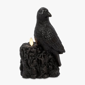 image:imageLuminara  Flameless Flickering Moving Flame Battery Operated Candle LED Dcor  Spooky Halloween Collection 56 x 78 Real Wax Perching Crow Figural Black