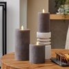 image:imageLuminara  Flameless LED Battery Operated Flickering Pillar Candles  Charcoal Gray  Pack of 14x87 Realistic Moving Flame Real Wax IndoorOutdoorCharcoal Gray