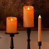 image:imageLuminara Glitter Flameless Candle Taper 1 x 95 Melted Top Real Wax Unscented Remote Ready Timer Russet Orange