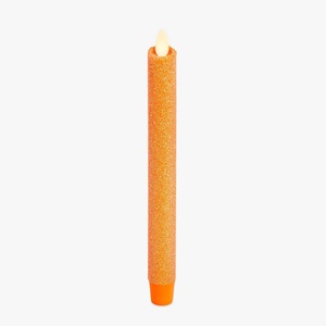 image:imageLuminara Glitter Flameless Candle Taper 1 x 95 Melted Top Real Wax Unscented Remote Ready Timer Russet Orange