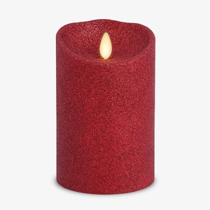 image:imageLuminara EXC COL Glitter Flameless Candle Pillar Holiday Red 35 x 7Holiday Red