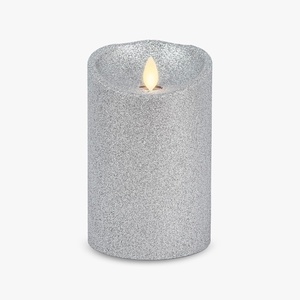 image:imageLuminara EXC COL Glitter Flameless Candle Pillar Holiday Red 35 x 7Silver