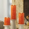 image:imageLuminara Harvest Pumpkin Flameless Moving Flame LED Candle Pillar Real Wax Mottled Finish Melted Top Unscented 65inchHarvest Pumpkin 85inch